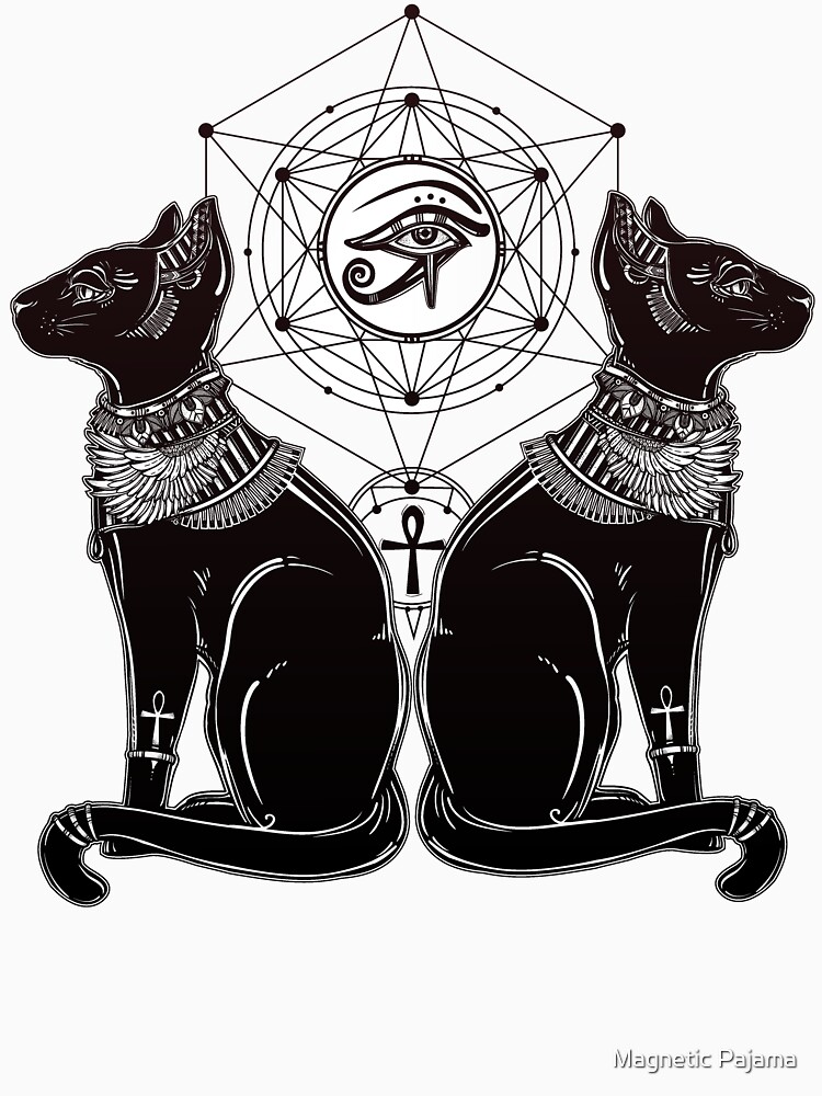Egyptian Cats with Ankh and All-Seeing Eye of Horus by MagneticMama