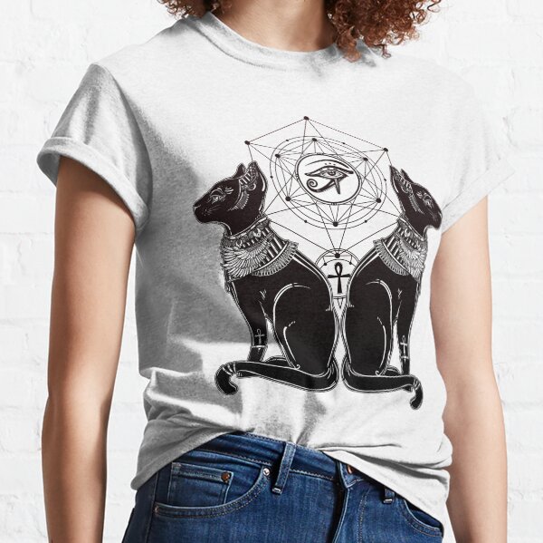 Egyptian Cats with Ankh and All-Seeing Eye of Horus Classic T-Shirt