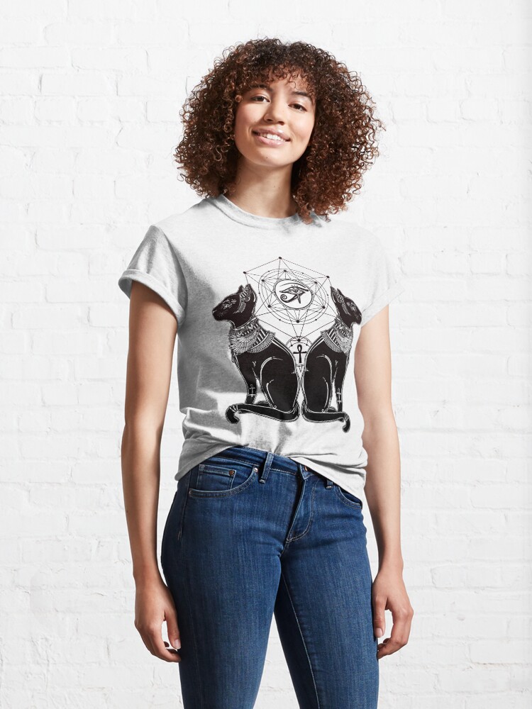 Alternate view of Egyptian Cats with Ankh and All-Seeing Eye of Horus Classic T-Shirt