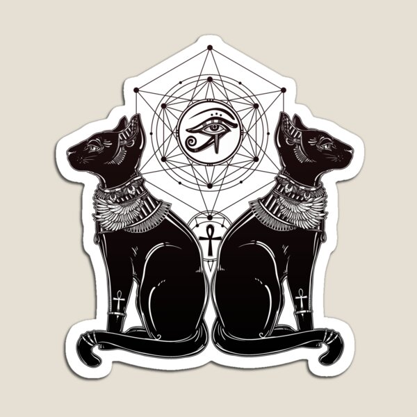 Item preview, Egyptian Cats with Ankh and All-Seeing Eye of Horus designed and sold by Magnetic Pajama.