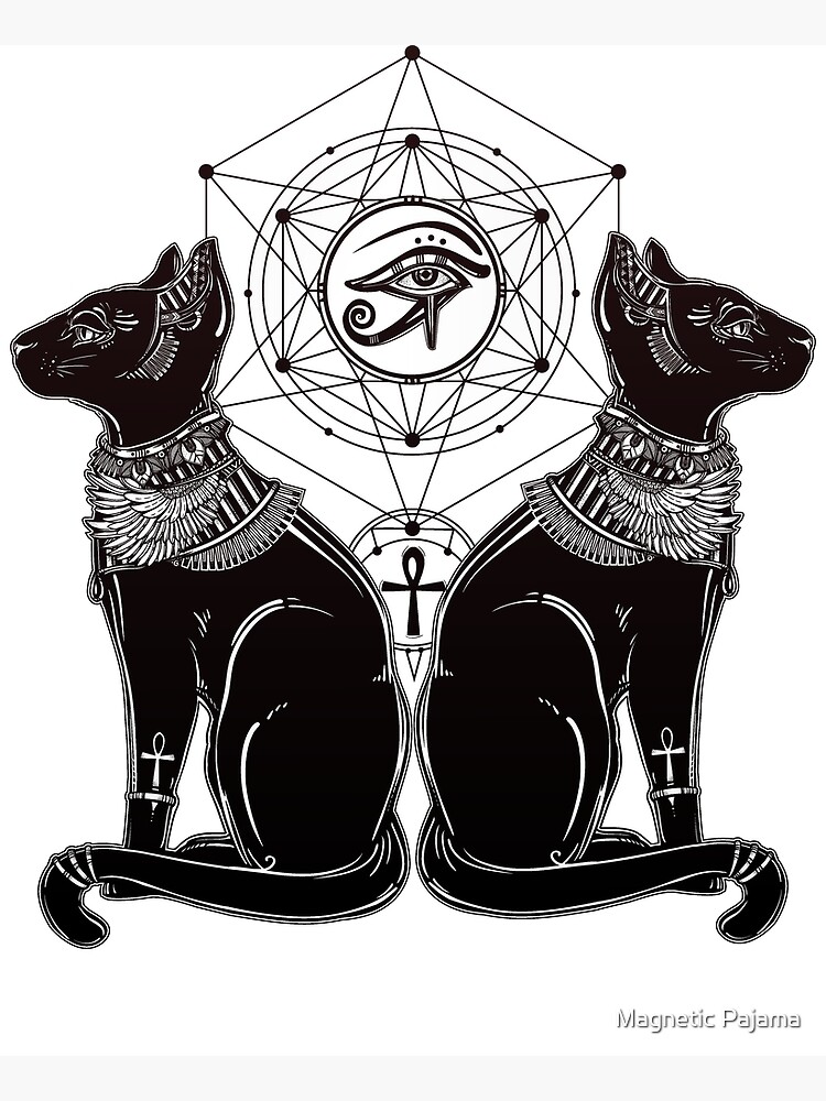 Egyptian Cats with Ankh and All-Seeing Eye of Horus by MagneticMama