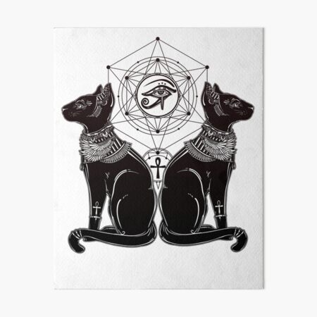 Egyptian Cats with Ankh and All-Seeing Eye of Horus Art Board Print