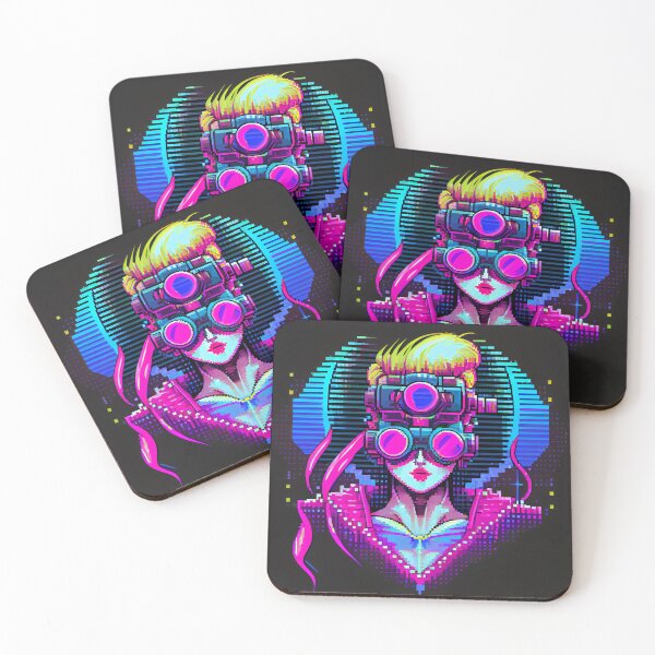 Item preview, Futuristic Cyberpunk Pixel Art Girl Vaporwave Neon Aesthetic  designed and sold by mintflavor.