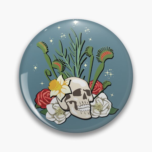 Item preview, Skull with Flowers (on blue) | Anatomy Design | Witchy Skull designed and sold by Karli Mogen.