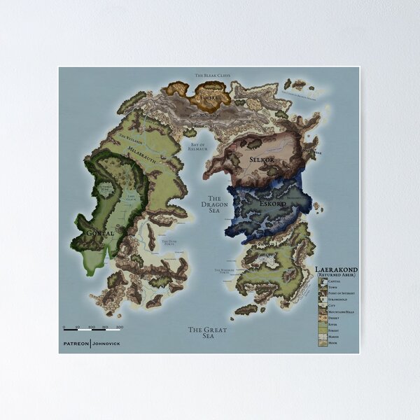 Item preview, DND: Laerakond Map (NO HEXES) designed and sold by Johnovick.