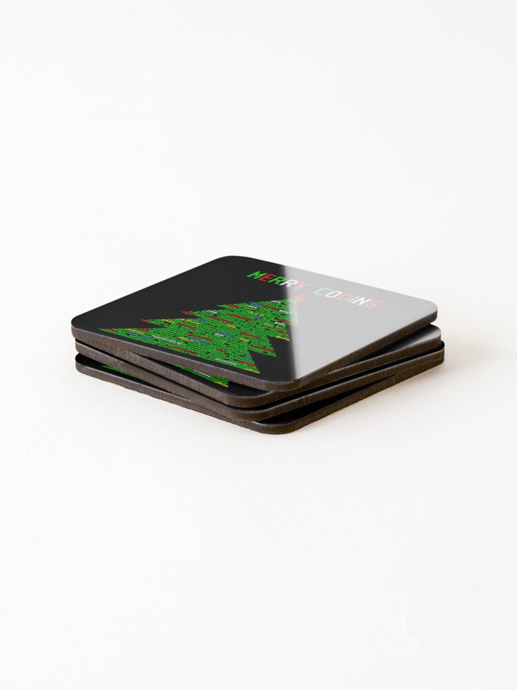 Thumbnail 4 of 5, Coasters (Set of 4), Christmas tree code, Merry coding designed and sold by T-Look.