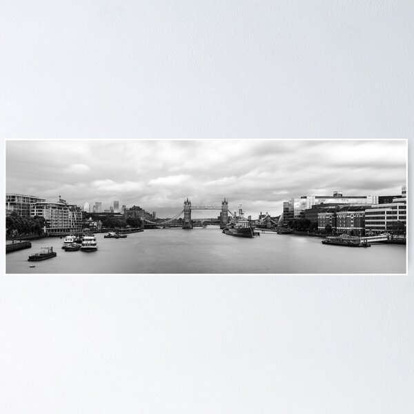 Item preview, London Tower Bridge and the Thames River Black and white designed and sold by panoverse.