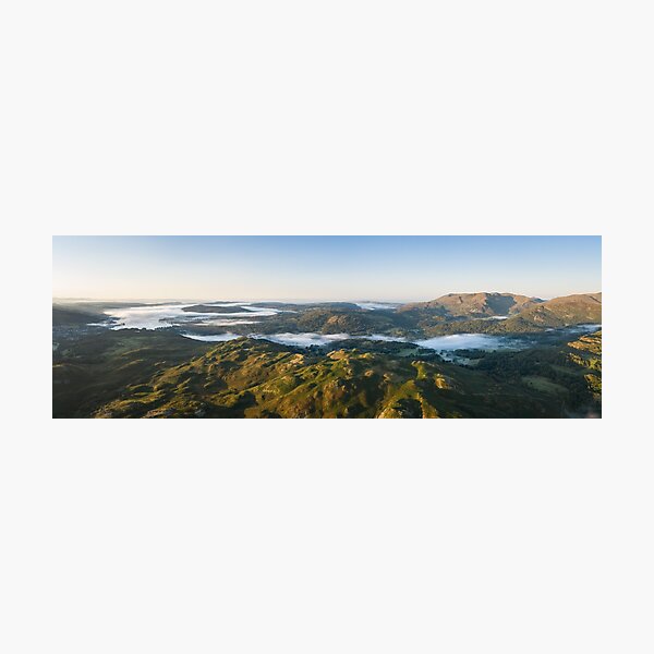 Item preview, Loughrigg Fell and Langdlae cloud inversion aerial Lake District designed and sold by panoverse.