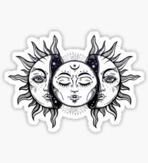 Vintage Solar Eclipse Sun and Moon Sticker