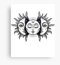 Vintage Sonnenfinsternis Sonne und Mond Leinwanddruck