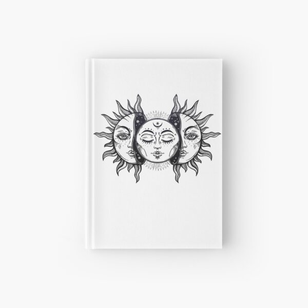 Vintage Solar Eclipse Sun and Moon Hardcover Journal
