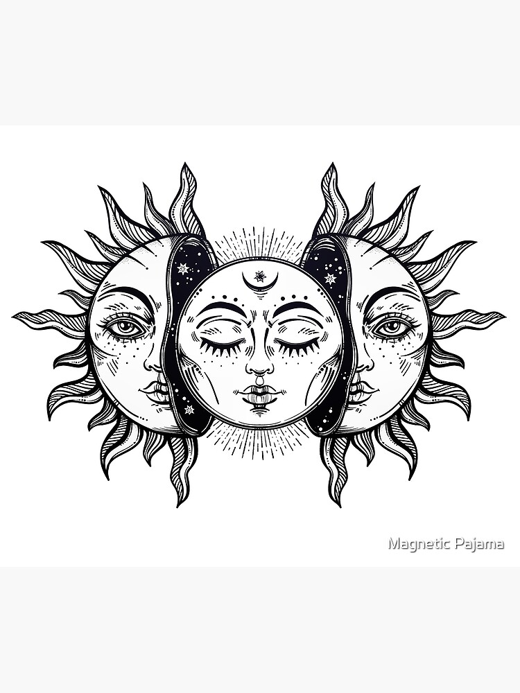 Vintage Solar Eclipse Sun and Moon by MagneticMama