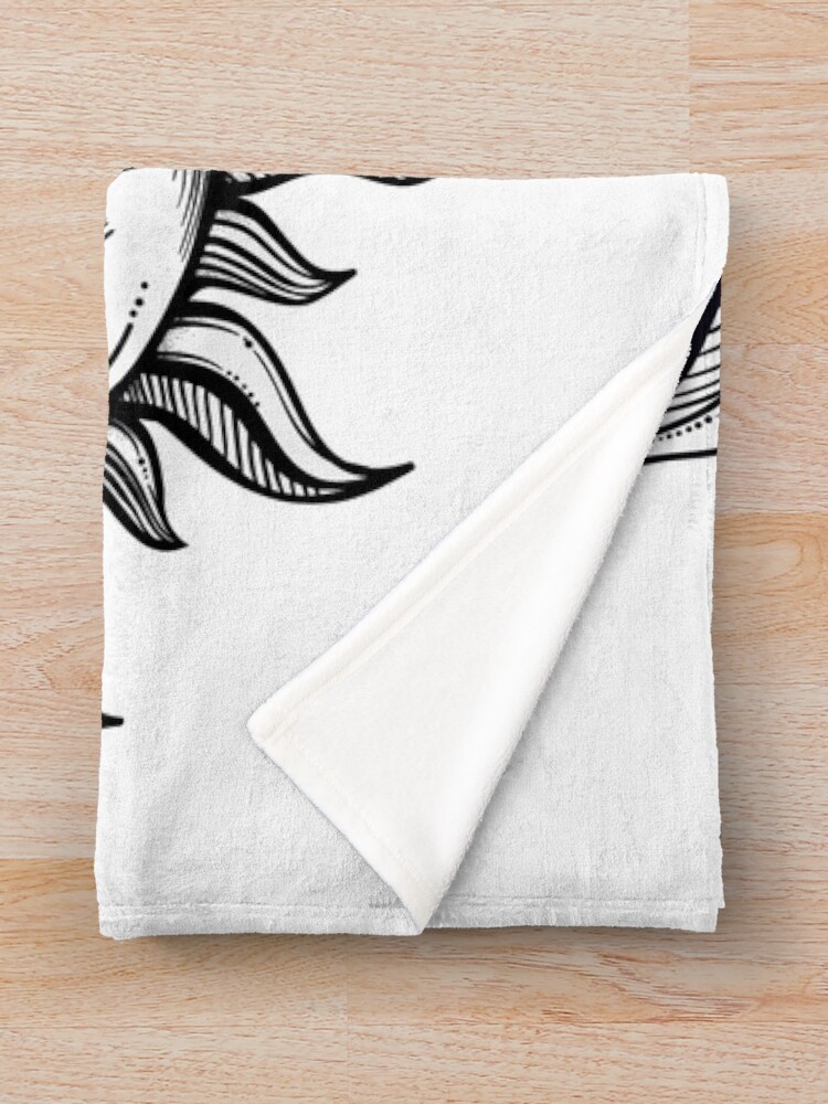 Alternate view of Vintage Solar Eclipse Sun and Moon Throw Blanket