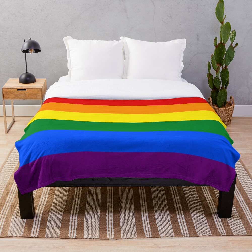 &ldquo;Gay Pride Rainbow Flag&rdquo; Throw Blanket by Public | Redbubble