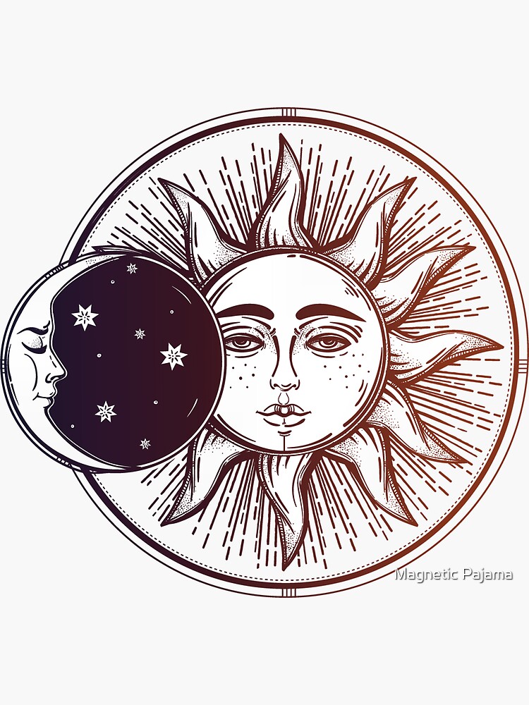 Vintage Solar Eclipse: Sun, Moon and Stars by MagneticMama