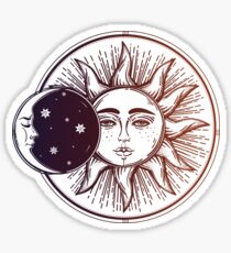 Vintage Solar Eclipse: Sun, Moon and Stars Sticker