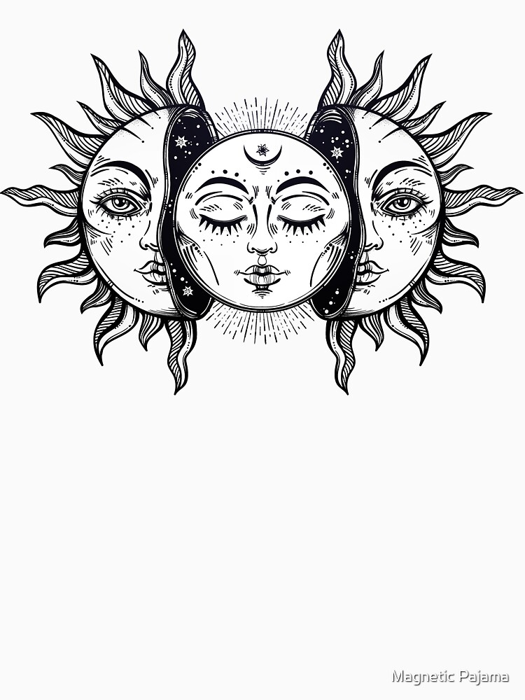 Vintage Solar Eclipse Sun and Moon by MagneticMama