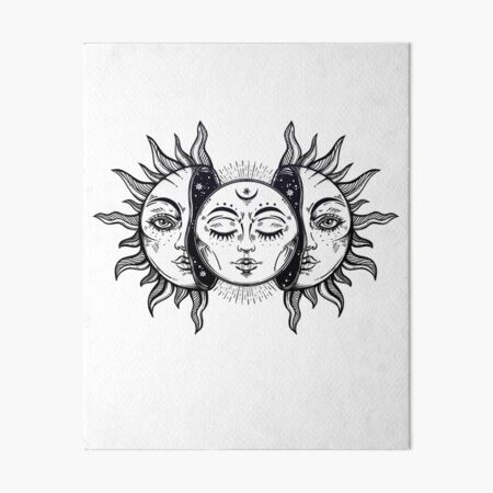 Vintage Solar Eclipse Sun and Moon Art Board Print