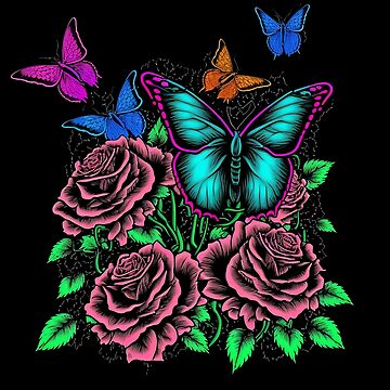 Artwork thumbnail, Butterflies on Roses by GummywormDesign