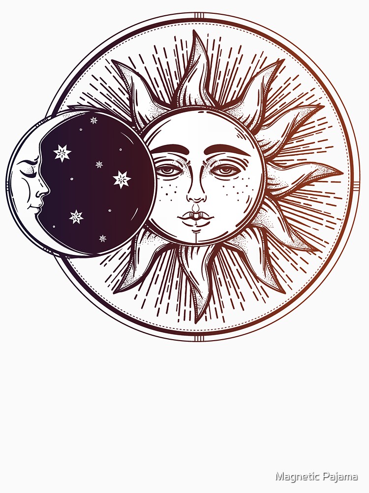 Vintage Solar Eclipse: Sun, Moon and Stars by MagneticMama