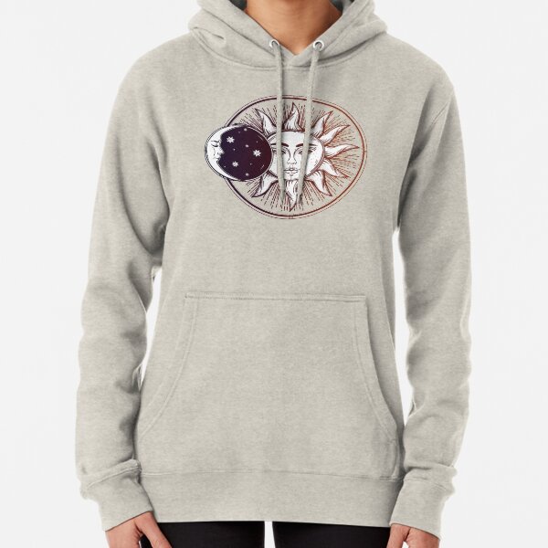 Vintage Solar Eclipse: Sun, Moon and Stars Pullover Hoodie