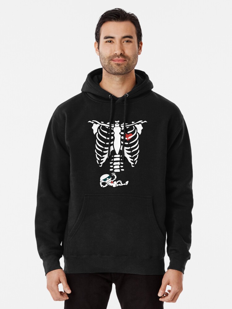 Discover Pregnant Skeleton With Baby Skull Funny Pregnant Hoodie