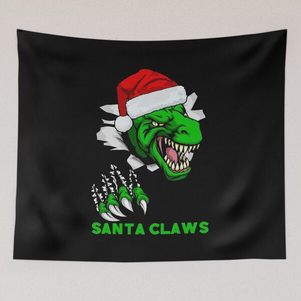 Item preview, Christmas Dinosaur With Santa Hat Santa Claws designed and sold by RockBeeDesigns.