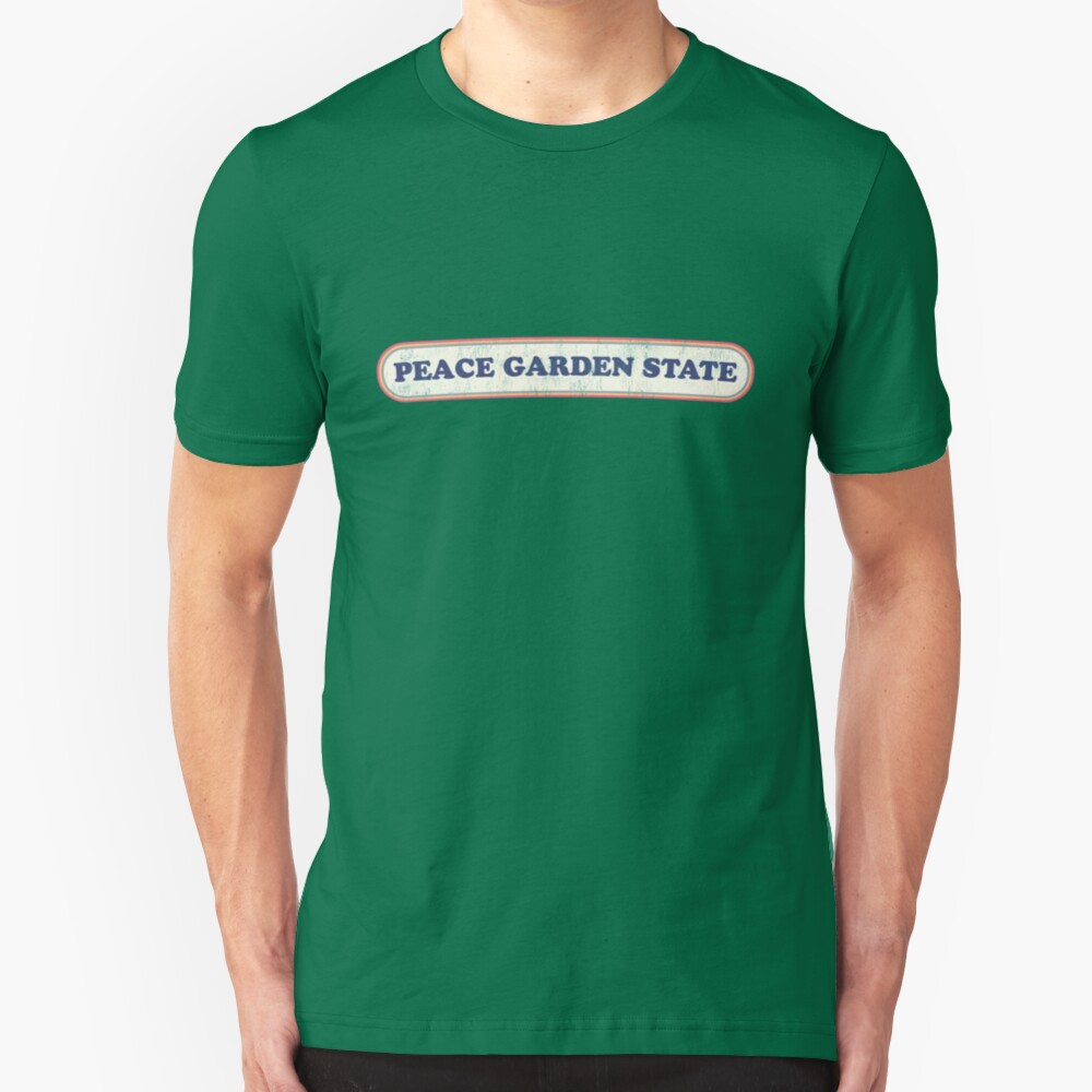 Peace Garden State | Retro Badge Slim Fit T-Shirt