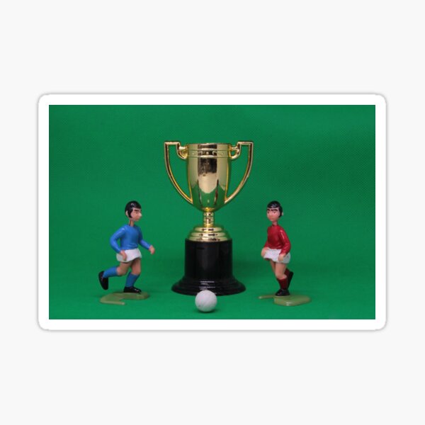 Football Soccer figures and gold cup trophy on the pitch Sticker