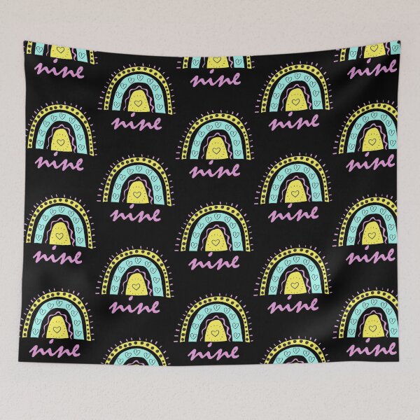 Item preview, Nine Year Old Ninth Birthday Cute Fun Doodle Boho Rainbow designed and sold by LadySaltwater.