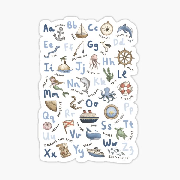 "Nautical Alphabet" Sticker for Sale by thosepencils Redbubble
