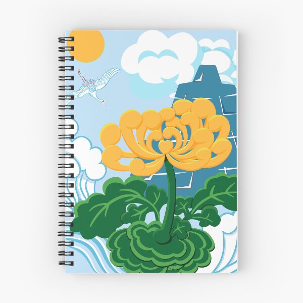 Item preview, Golden Chrysanthemum Green Leaves Blooming in the Sea Water in Light Blue designed and sold by Moyanana.