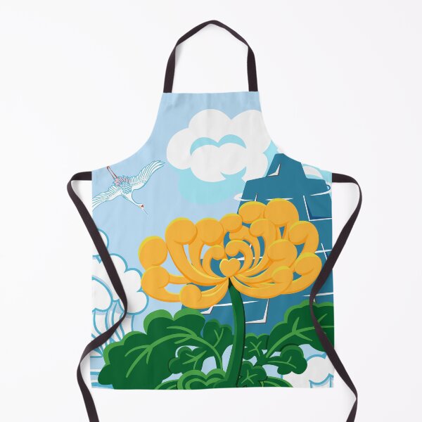 Item preview, Golden Chrysanthemum Green Leaves Blooming in the Sea Water in Light Blue designed and sold by Moyanana.