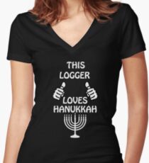 Logger Hanukkah funnyshirt Women's Fitted V-Neck T-Shirt
