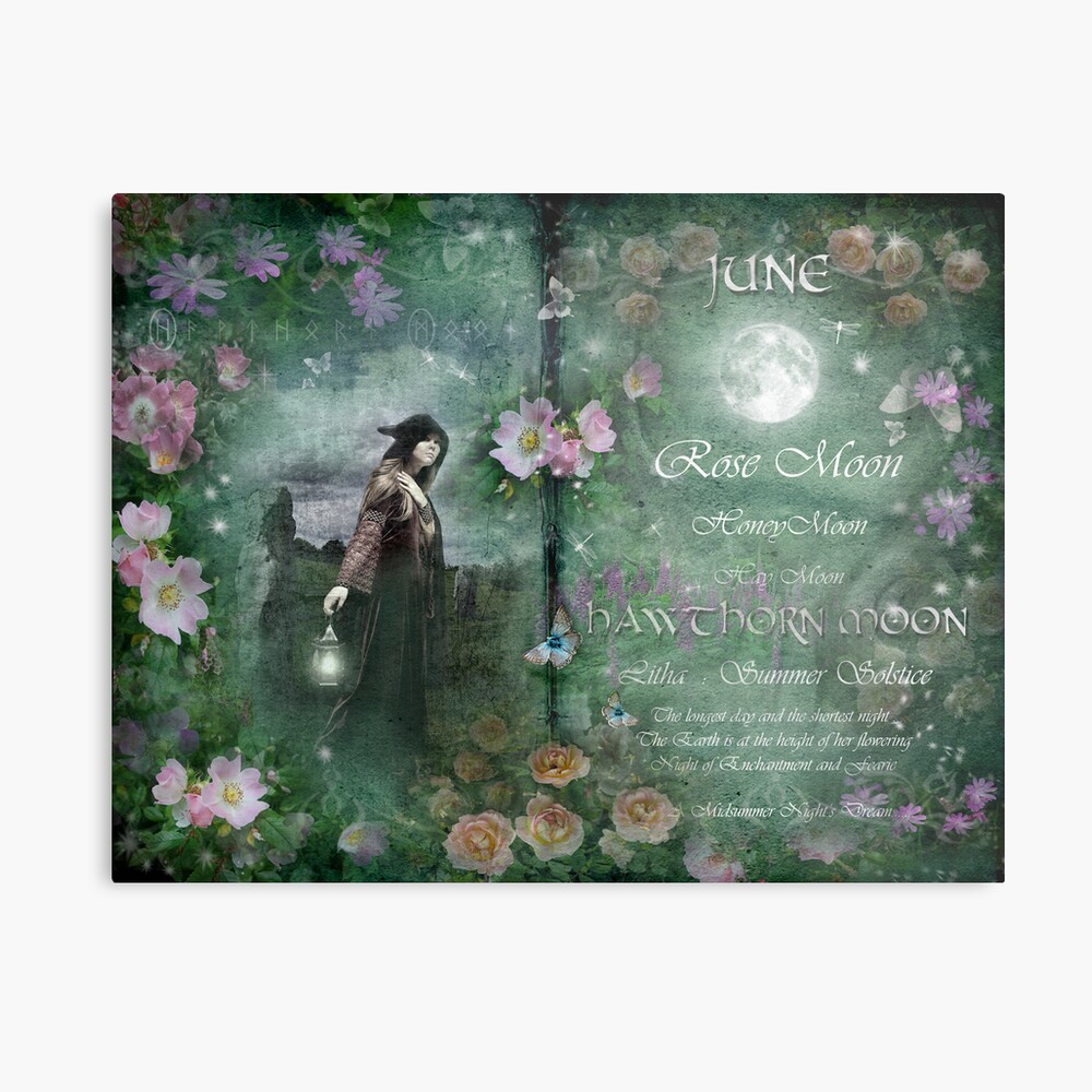 June : Hawthorn Moon Metal Print