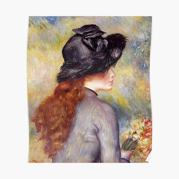 Vintage Pierre Auguste Renoir Girl with flowers Fine Art Poster