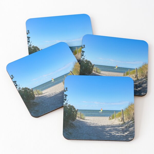 Item preview, Path between the dunes with a view of a sailing ship designed and sold by Claudia-Evans.