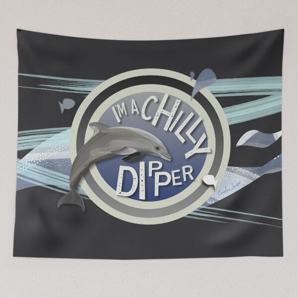 Item preview, I’m a Chilly Dipper - Bottlenose dolphin for wild open water swimming swimmers. Caroline Laursen Original designed and sold by Caroline Laursen.