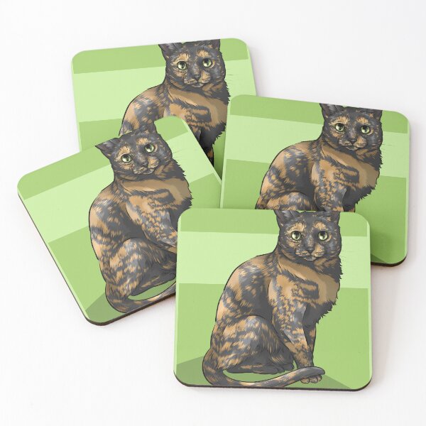 Item preview, Tortoiseshell Cat | Green Background  designed and sold by shirinsart.