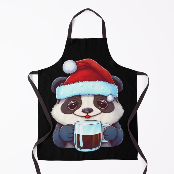 Item preview, A cute panda with a santa hat drinking coffee designed and sold by LiliD.