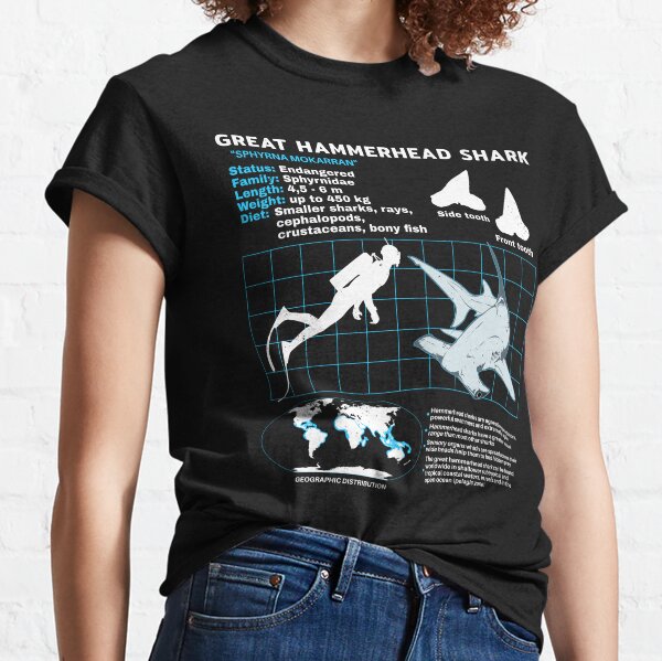T-shirts plongée Mokarran, vêtements aux motifs d'animaux marins.