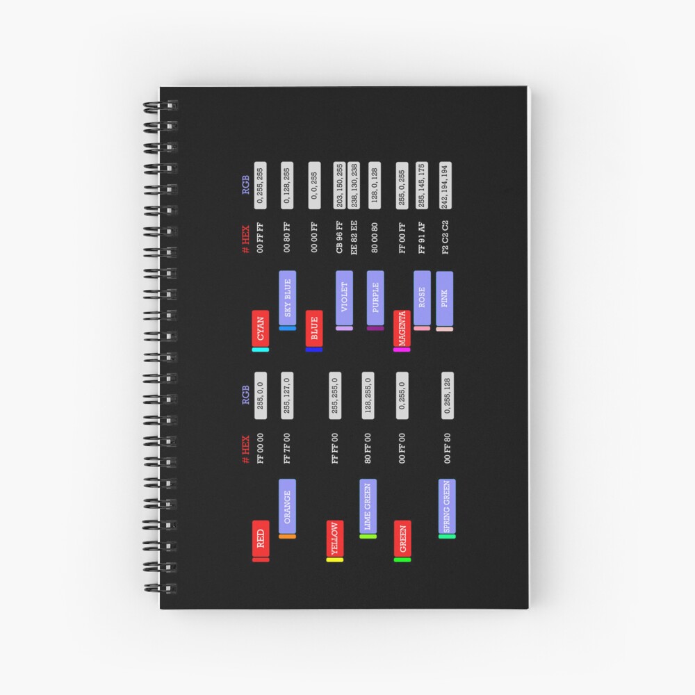 Color codes for Colorblind designers Spiral Notebook