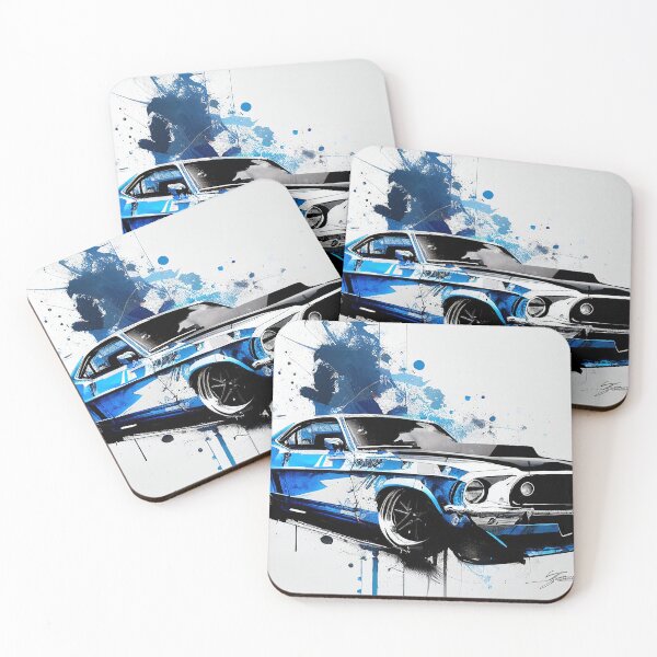 Item preview, 1969 Ford Mustang Fastback, Ink Splatter Style Poster, Hot Rod Series designed and sold by paulosully.