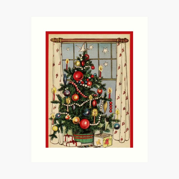 Christmas Tree Vintage Art Art Print