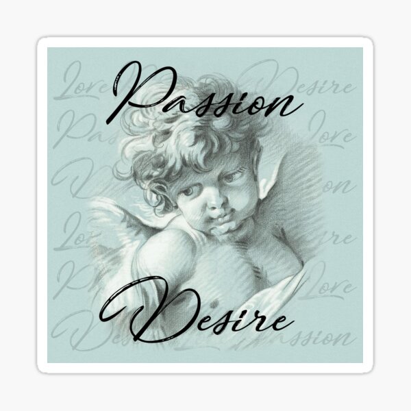 Timeless Romance: The Old-Fashioned Passion and Desire Cherub Pencil Drawing Sticker
