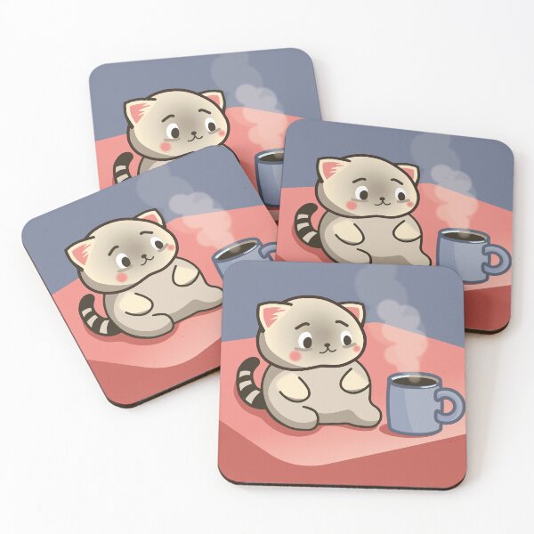 Item preview, Kitty and cup of hot coffee designed and sold by Dreamoire Pix.