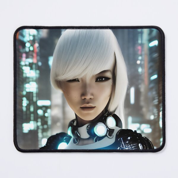 Item preview, Japanese Cyberpunk Cyborg Girl - modern digital art designed and sold by ai-mnesia.