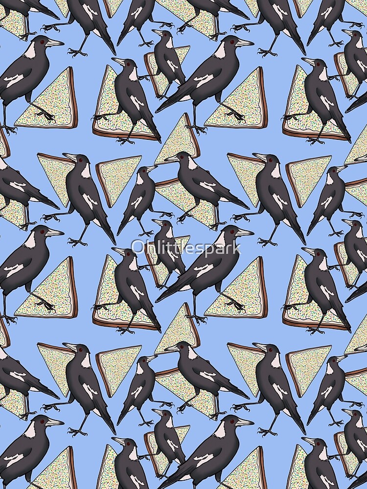 Magpies and Fairy Bread - Blue by Ohlittlespark