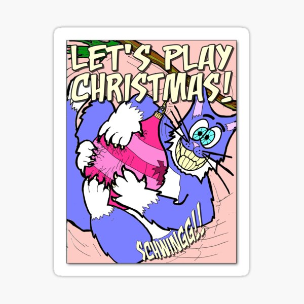 Let's Play Christmas! - Blue Cat Sticker