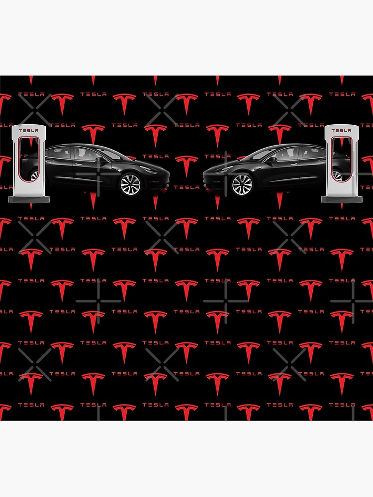 Chaussettes for Sale avec l'œuvre « Chaussettes Tesla Model Y au  Supercharger (Rouge) » de l'artiste EV-Lover